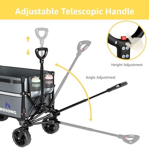 ROSONG Collapsible Wagon Cart with Wheels Foldable - Folding Utility Heavy Duty Wagons Carts for Grocery Sports Garden Shopping Camping Grey - Image 6