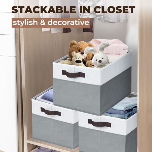 Criusia Extra Large Storage Bins 4 Pack - 16x12in Closet Organizers and Storage Baskets for Organizing Clothes Toy Blanket - Fabric Storage Cubes Containers for Shelves - All Room Organization - Image 4