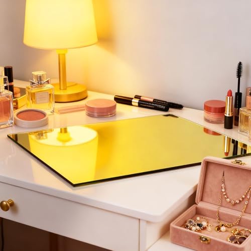 12 PCS 8x8 Inch Gold Acrylic Sheet 1/8 Thick Mirror Acrylic Sheet Gold Plastic Mirror Sheet 1/8 Mirror Squares for Wall for Crafts DIY, Home Decor - Image 3