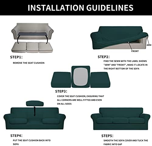 Easy-Going 4 Pieces Stretch Soft Couch Cover for Dogs - Washable Sofa Slipcover for 3 Separate Cushion Couch - Elastic Furniture Protector for Pets, Kids(Sofa, Deep Teal, Large) - Image 5