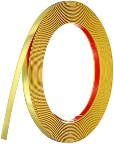 uxcell Gold Peel and Stick Molding Trim, 0.4 Inch x 19.7 ft Self-Adhesive Mirror Tape, Flexible PVC Border Strip for Wall Decoration Tile Edge Ceiling Floor Frame Furniture Decoration by uxcell