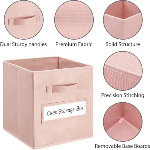 Storage Bins,13" Cube Storage Bin with Labels,10pcs,Pink - Image 2