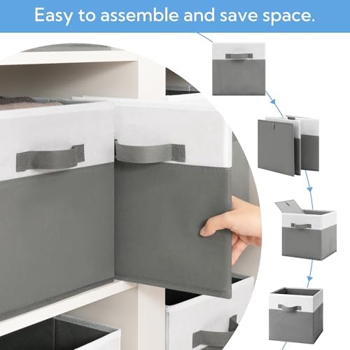 Cupic Cupid 6-Pack 11x11 Storage Cube, Fabric Storage Cubes, Gray and White - Image 5