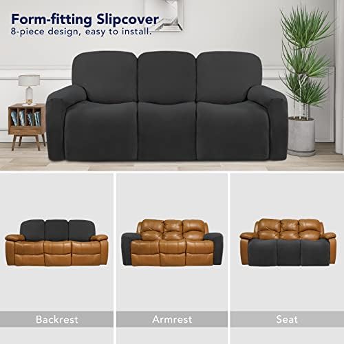 PureFit Super Stretch 3 Seats Recliner Sofa Couch Cover with Pocket - Image 4