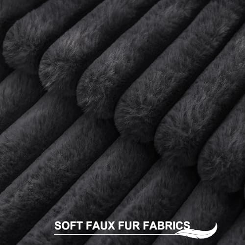 Pallene Faux Fur Decorative Throw Pillow Covers 16x16 Set of 2, Dark Grey - Image 2