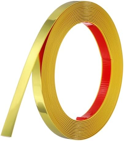 uxcell Gold Peel and Stick Molding Trim, 0.6 Inch x 19.7 ft Self-Adhesive Mirror Tape, Flexible PVC Border Strip for Wall Decoration Tile Edge Ceiling Floor Frame Furniture Decoration by uxcell