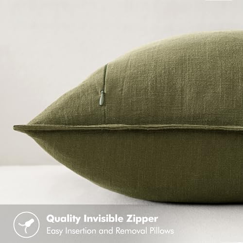 MIULEE Decorative Linen Euro Sham Pillow Covers 24x24 Inch Green - Image 3