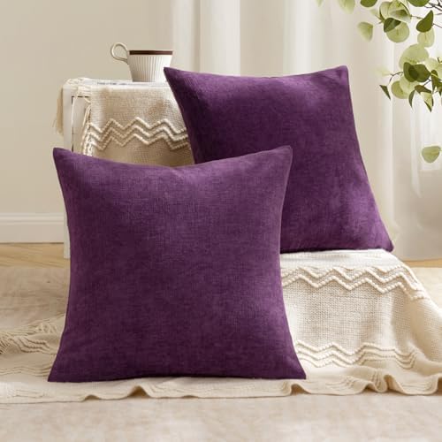 MIULEE Plum Purple Chenille Couch Throw Pillow Covers, 20x20 - Image 4