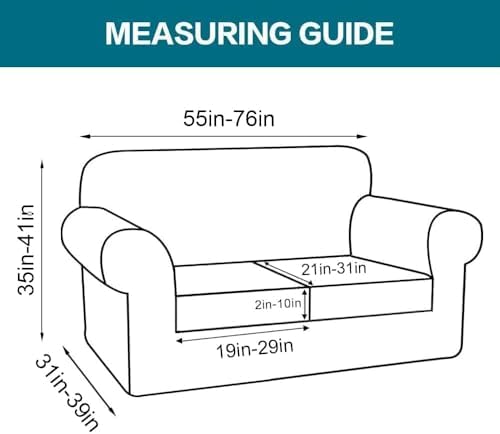 Turquoize 3 Piece Sofa Covers for 2 Cushion Couch Sofa Slipcover Soft Couch Cover for Dogs-Washable Sofa Furniture Cover with 2 Individual Cushion Covers, Jacquard Fabric (Loveseat, Porcelain White) - Image 2