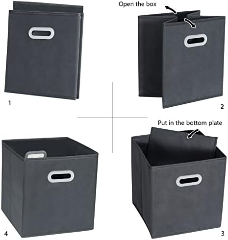 Fabric Cloth Storage Bins,Fabric Cube Organizer with Dual Handles Foldable Cube Storage Baskets for Home Bedroom Storage,Set of 3, Gray - Image 5