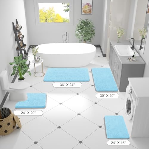 OLANLY Bathroom Runner Rugs 47x20, Extra Soft Absorbent Chenille Bath Rugs - Image 2