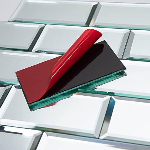 Peel and Stick Mirror Tiles, 3x6 Inch Beveled Mirror Subway Tile for Kitchen Backsplash Bathroom Wall 40 Pcs - Image 4
