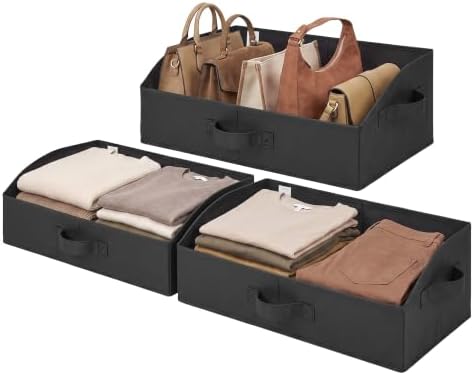 GRANNY SAYS Trapezoid Closet Storage Bins, Large, Black, 3-Pack by GRANNYSAYS