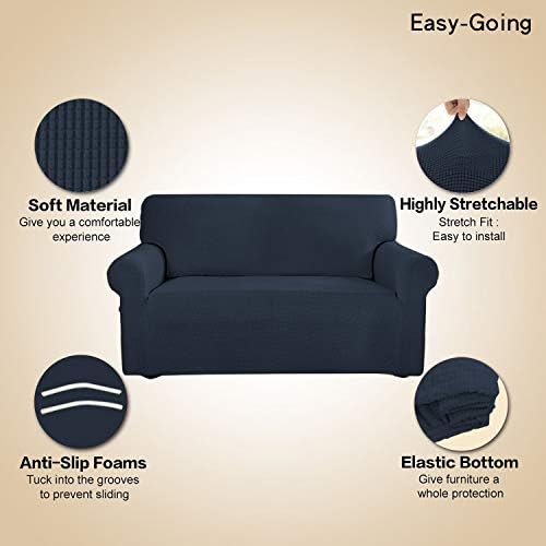 Easy-Going Stretch Couch Covers for Sofa Washable Large Dark Blue - Image 3