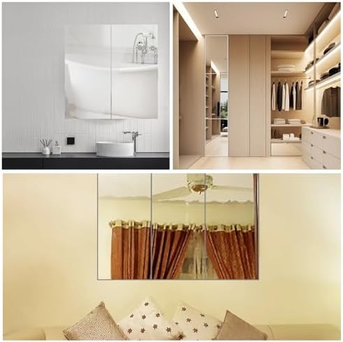 6 Pcs Home Gym Mirrors 12" x 24" Self Adhesive Large Shatterproof Frameless Wall Mounted Mirror 2 mm Thick Acrylic Door Closet Mirror for Workout Bedroom Decor Supplies - Image 5