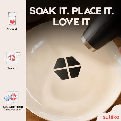 Suteka Tile Decals for Bathroom Wall Decor, Nordic Geometric Vinyl Set | Tile sticker, soak in water, place, then set with heat, smooth tile only, 30 pieces, kitchen backsplash, nordic home style - Image 3