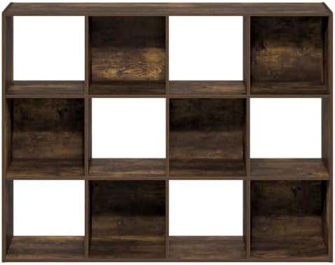 Furinno PELLI Book Shelf, 12-Cube Bookshelf, Cube Storage Organizer Bookcase, 11.7 x 47.6 x 36, for Living Room, Bedroom, Home Office, Amber Pine - Image 6