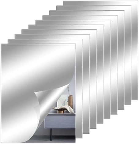 8"x6" Self Adhesive Acrylic Mirror Tiles 10 Pcs Flexible Non Glass Sheets by Chuangyinggo