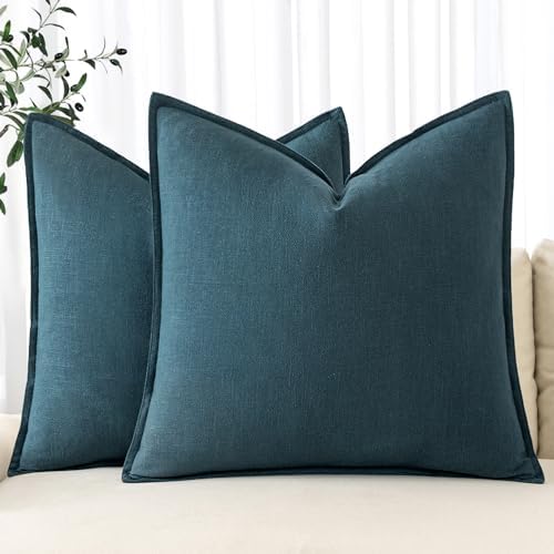 MIULEE Decorative Linen Pillow Covers 18x18 Inch Blue by MIULEE