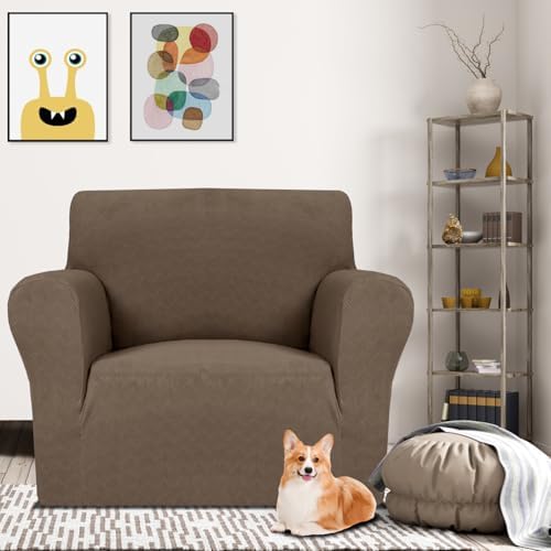 MAXIJIN Chair Covers for Living Room 1 Piece Stretch Sofa Chair Slipcovers with Arms (31"-46") Furniture Protector for Dog Pet Couch Armchair Cover (Chair, Diamond Pattern Brown) - Image 2