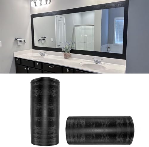 YESUS Dark Grey Wood Grain 3D 10M Wallpaper Frame Removable PVC Waterproof Peel and Stick Wallpaper,Bathroom Frame Sticker Wall Decor 3.93" x 32.8" (Black, 4inc) by Unknown