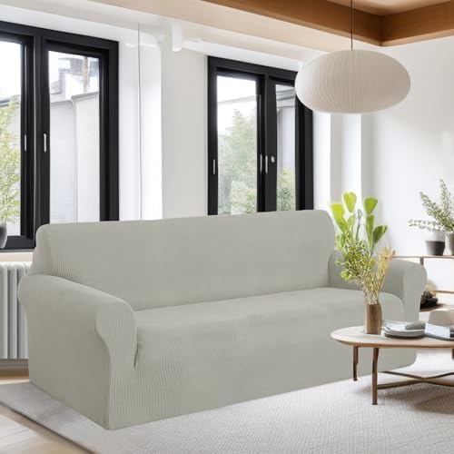 U-NICE HOME Oversized Stretch Couch Cover Slipcover, Taupe - Image 2