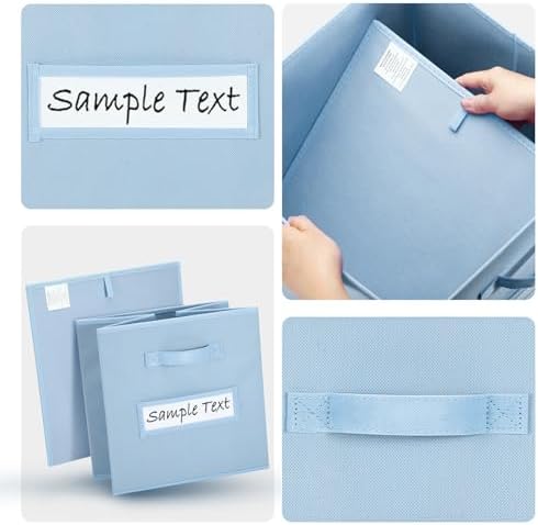 Fabric storage cubes (8 Pack) 13 Inch Cube Storage Bin, cube organizer bins with 8 Labels Window Cards & a Pen,Foldable cube organizer bins and Storage Box,Pastel Blue - Image 3