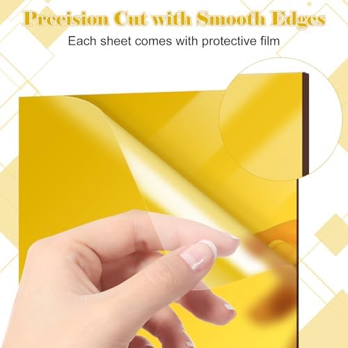 12 PCS 8x12 Inch Gold Acrylic Sheet 1/8 Thick Mirror Squares for Wall 8x12 Gold Plastic Mirror Sheet 1/8 Acrylic Mirror Sheet 3 mm Reflective Plexiglass Sheet for Crafts DIY, Home Decor - Image 4