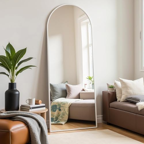 Rowjut Floor Mirror Arched Mirror Full Length 56"X20"Full Length Mirror can be Free Standing or Hanging on the wall Used in Living Room Entrance Hall Corridor Room Bathroom etc（White by Rowjut