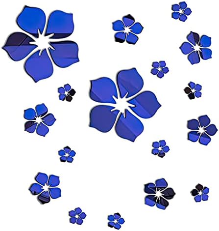 Philbinden Acrylic Mirror Floral Wall Stickers Self Adhesive Mirror Wall Decor Removable Mirror Decor 3D Flower DIY Wall Sticker for Living Room Bedroom Bathroom (Blue) by Philbinden