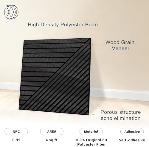 WoveN SounD Acoustic Wall Panels, Black Oak, 8 Pack, 23.6x23.6 in - Image 3