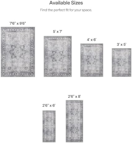ReaLife Rugs Machine Washable Area Rug Runner - Living Room Bedroom Bathroom Kitchen Entryway Office - Padded Low Pile Stain Resistant Premium - Boho Farmhouse Vintage - Joy - Gray 2'6" x 6' - Image 2