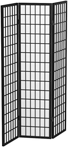 Red Lantern 6 ft. Tall Window Pane Shoji Screen - Black - 3 Panels - Image 4