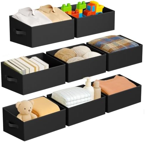 DIMJ Closet Storage Bins 8 Pack - Fabric Storage Baskets for Shelves, Large Clothes Organizers with Handles, Trapezoid Shelf Organization Storage Cubes for Purse, Toys, Books, Towel, Clothes by DiMJ