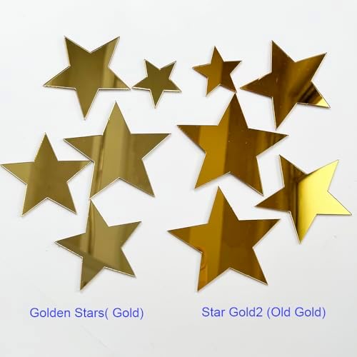 40Pcs 3D Old Gold Stars Acylic Wall Stickers with Adhesive Art Decal Satin Paper Baby Kids Bedroom Home DIY Decor Removable Stickers (Star Gold 2) - Image 3