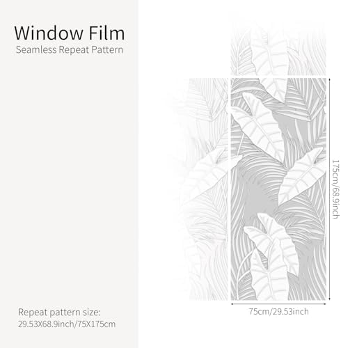 Faux 3D Frosted Tropical Window Privacy Film for Glass Door and Window, 29.53"x68.90" 3D-Caladium - Image 3