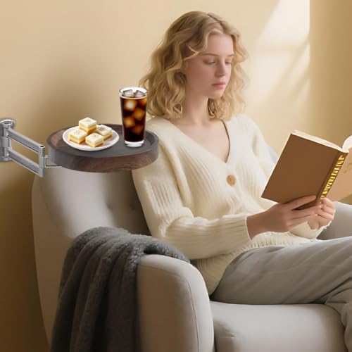 Comeon Wall Mounted Folding Nightstand, Night Stand Fold Down for Small Spaces Bedside Table Bed Side Tables Bedroom to Place Alarm Clock Electronic Devices Books (Walnut) - Image 6