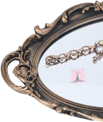 Eaoundm 14.5 x 10 inchs Oval Vintage Hanging Mirror (Brown 2 Pcs) - Image 4