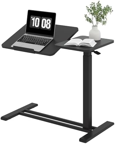 SANODESK 32''Overbed Table Gas Spring Lifting with Wheels&Tilting Desktop by sanodesk