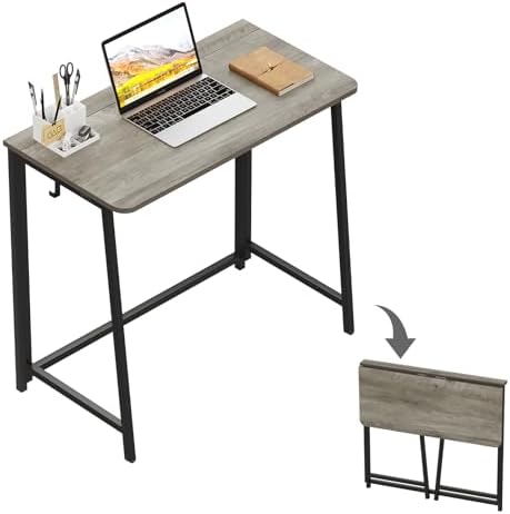 WOHOMO Folding Desk 31.5" Foldable Computer Table for Small Spaces GrayWash by WOHOMO