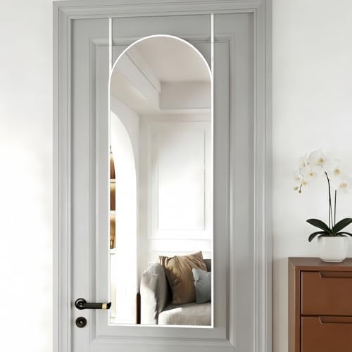 50"x 16" Door Mirror, Arched Full Length Hanging Mirror, White - Image 6