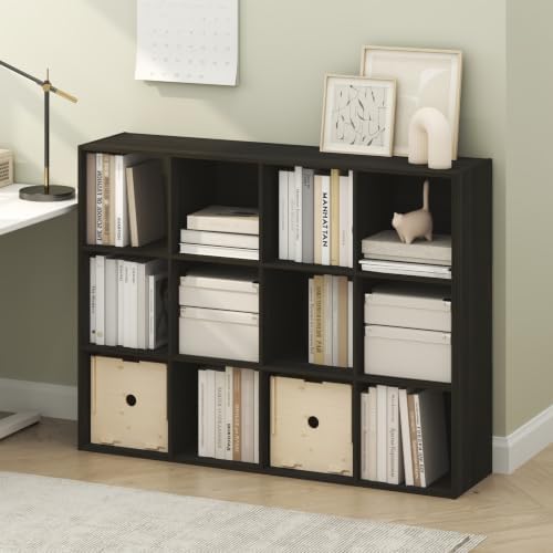 Furinno PELLI Book Shelf, 12-Cube Bookshelf, Cube Storage Organizer Bookcase, 11.7 x 47.6 x 36, for Living Room, Bedroom, Home Office, Espresso - Image 2