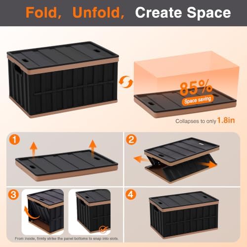 Citylife 64L Collapsible Storage Bins with Lids Plastic Storage Containers for Organizing Stackable Storage Box Large Heavy Duty Utility Crates, 2 Packs - Image 5