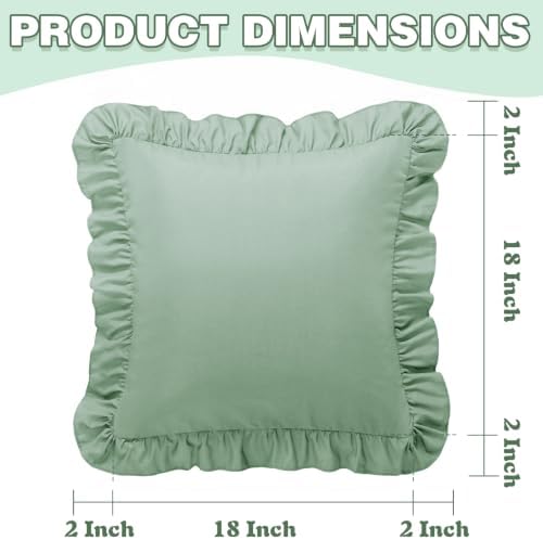 KKJIAF 2 Pack Ruffle Pillow Cases 18x18 Inches, Sage Green - Image 3