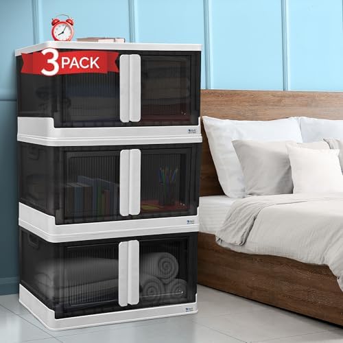 Reli. Collapsible Storage Bins 19 Gal (3 Pack) | Stackable Bins with Lids by Reli