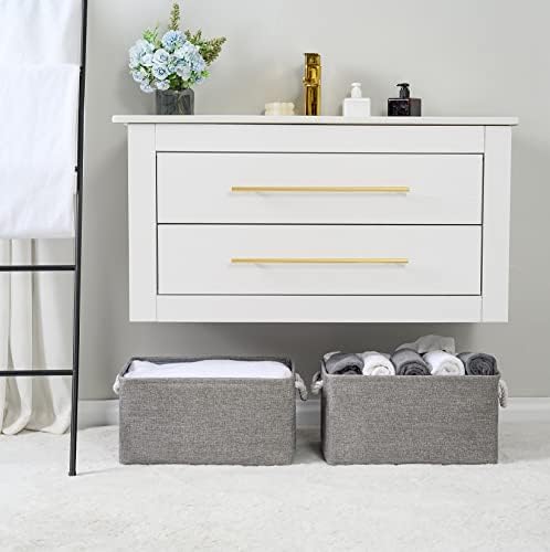 TheWarmHome Large Storage Bins Basket, 2 Pack Grey Fabric Storage Cubes for Changing Table Nursery Livingroom Kidsroom Playroom Toy, Collapsible Storage Baskets for organizing Shelves Closet - Image 5