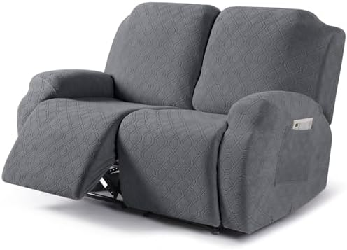 VANSOFY Stretch Recliner Loveseat Cover, Slipcover, Dark Gray, 2 Seater by VANSOFYFURNITURECOVERS