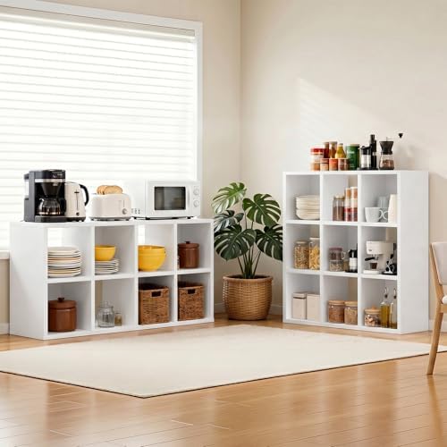 LUCKLIFE 9-Cube Storage Organizer, Modular Bookcase Shelf with Vertical or Horizontal Use, Fits 11×11" Bins, Optional Back Panels, for Living Room, Office, White - Image 7