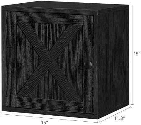FUSUNBAO Magic DIY Cube Storage Organizer Stackable Cubes for Home Books Clothes Toy-Modular Cubby Storage System-Office Cubical-Bookcase Closet (Black, Door Cube) - Image 3