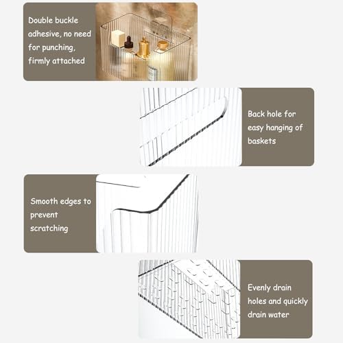 Acrylic Wall Mounted Storage Rack, 2 Pcs Storage Box Shower Basket - Image 4
